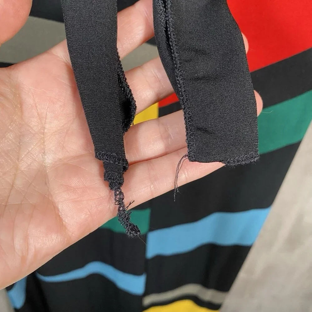 Vintage Y2K Wet Seal Maxi Dress Size L Retro Colorful Halter Tie Stretch V Neck - Picture 12 of 16